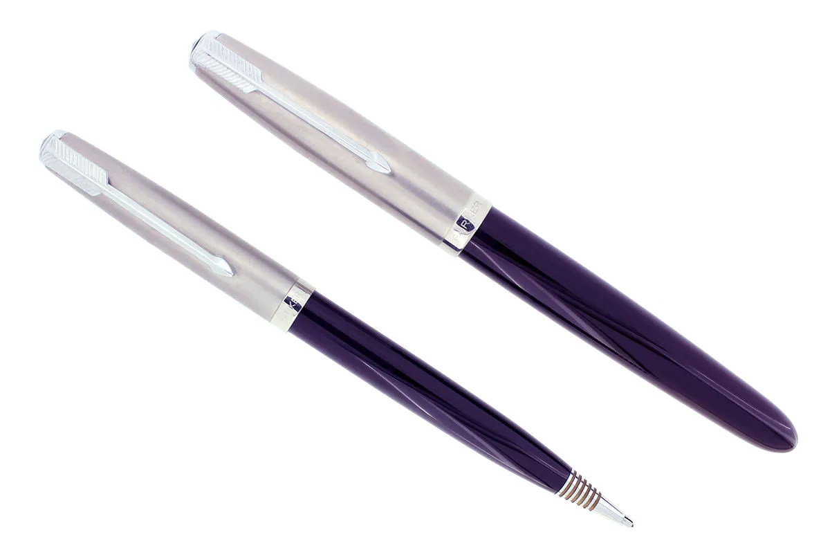 1948 PARKER 51 PLUM AEROMETRIC FOUNTAIN PEN & PENCIL SET RESTORED