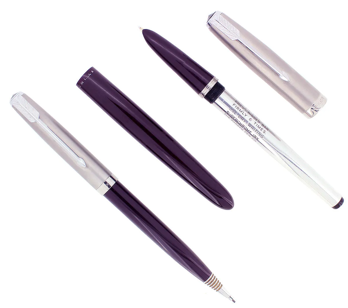 1948 PARKER 51 PLUM AEROMETRIC FOUNTAIN PEN & PENCIL SET RESTORED