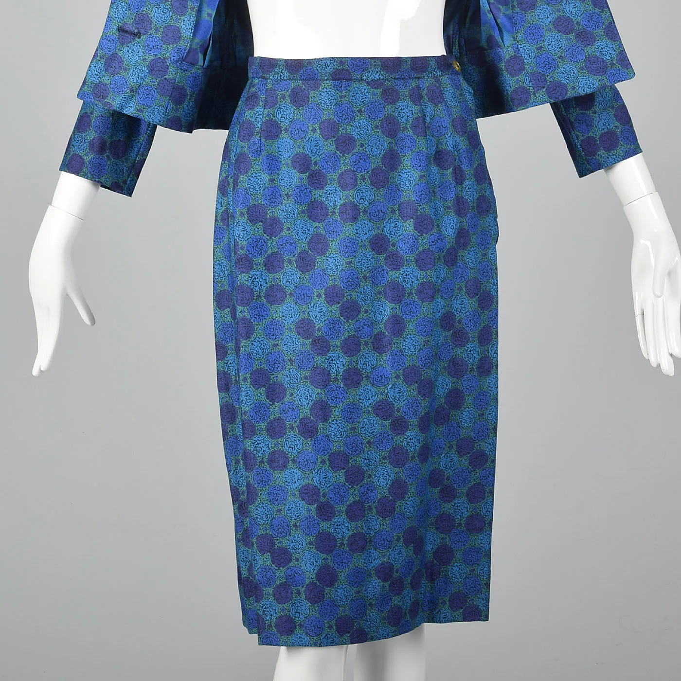 1950s Skirt Suit in a Beautiful Blue Print