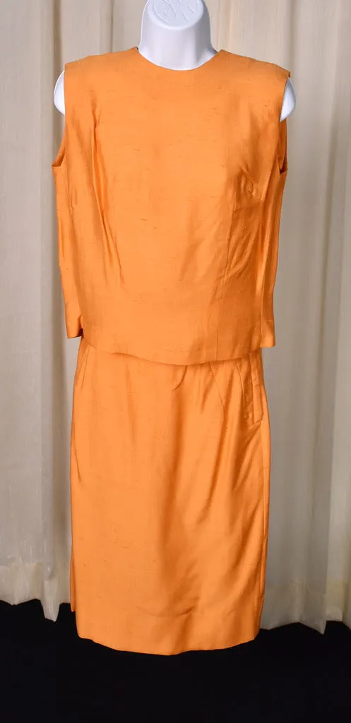 1950s Vintage Orange Pencil Skirt Set