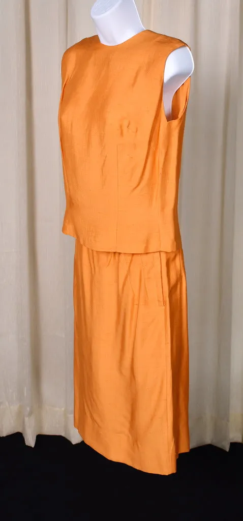 1950s Vintage Orange Pencil Skirt Set