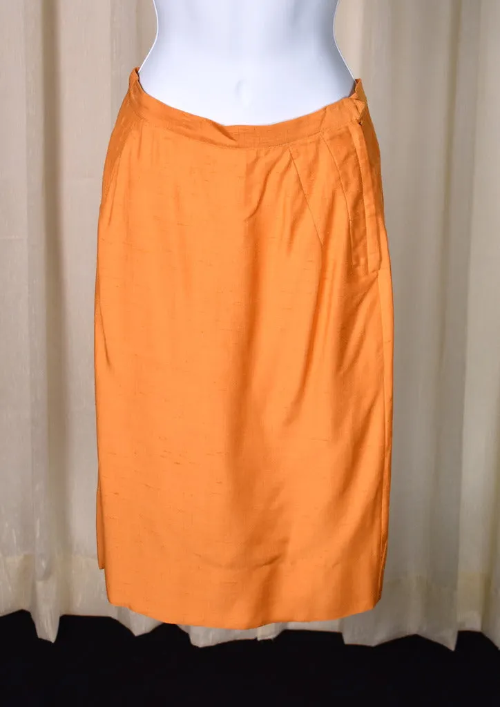 1950s Vintage Orange Pencil Skirt Set