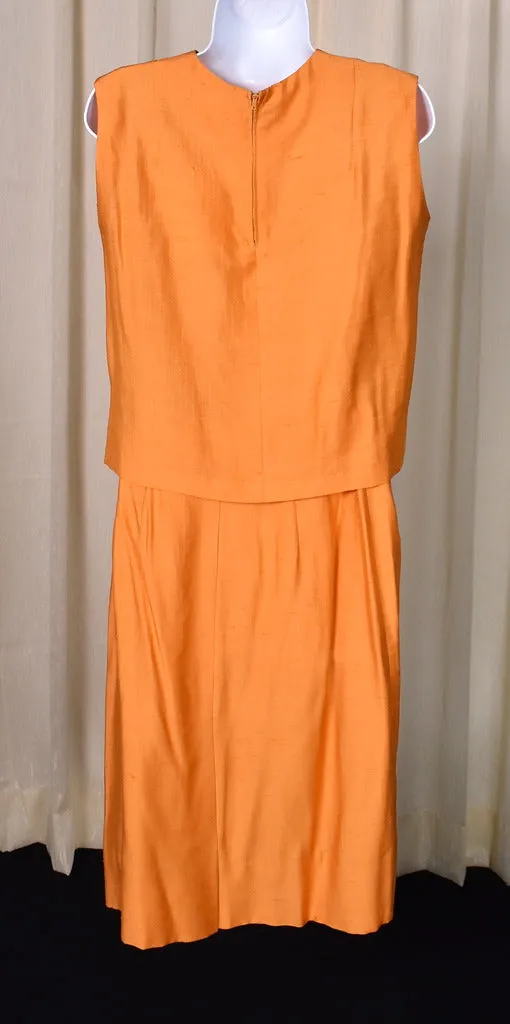 1950s Vintage Orange Pencil Skirt Set