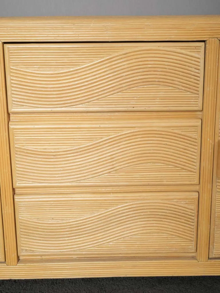 1970s rattan sideboard credenza 68"