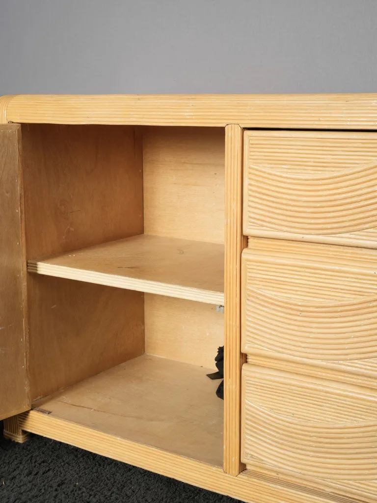 1970s rattan sideboard credenza 68"