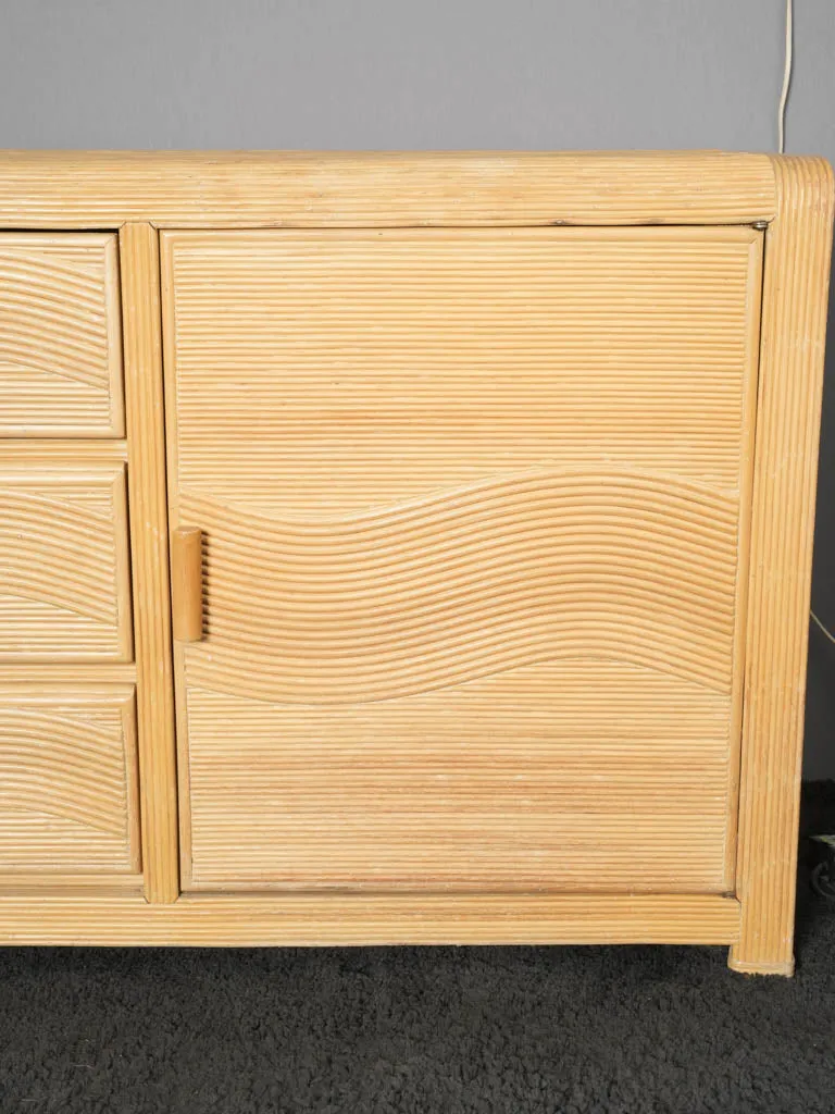 1970s rattan sideboard credenza 68"