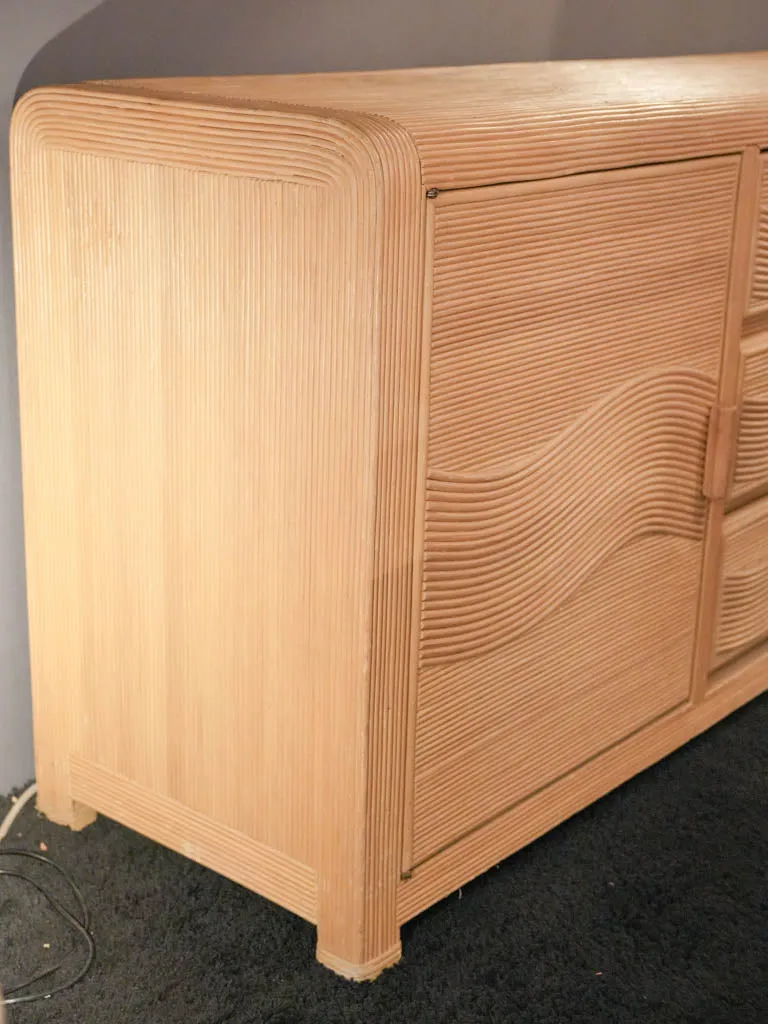 1970s rattan sideboard credenza 68"