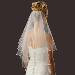 2 Tier Short Elbow Length Pencil Edge Bridal Wedding Veil