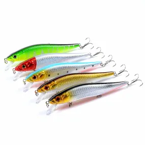 5x Colorful Popper Minnow 14cm Fishing Lures, Sharp Hooks