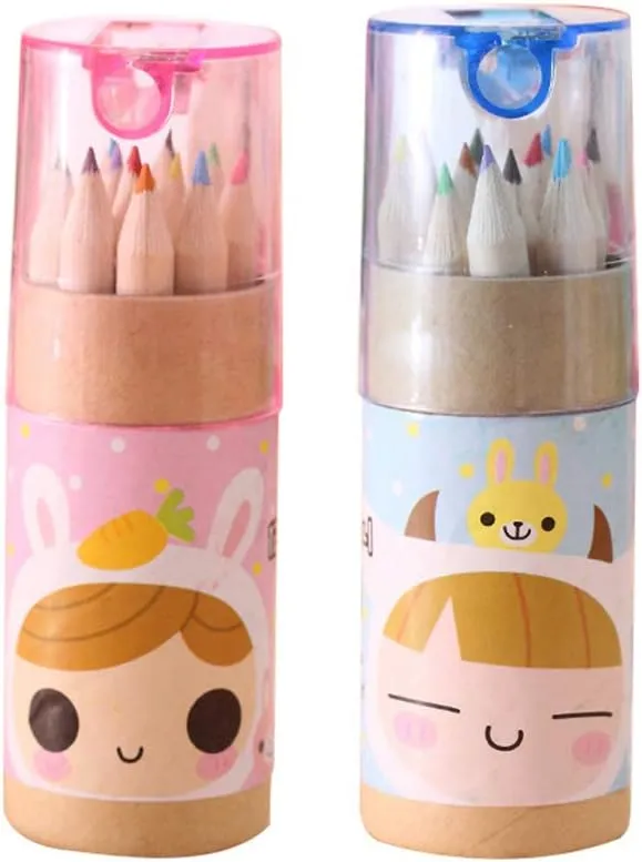 7957 12 Colouring Pencils Kids Set, Pencils Sharpener, Mini Drawing Colored Pencils with Sharpener, Kawaii Manual Pencil Cutter, Coloring Pencil Accessory School Supplies for Kid Artists Writing Sketching