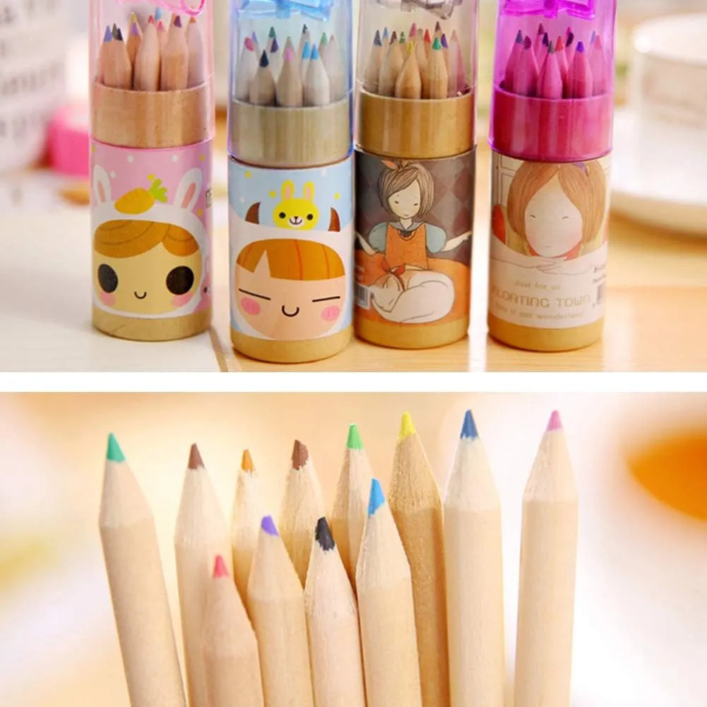 7957 12 Colouring Pencils Kids Set, Pencils Sharpener, Mini Drawing Colored Pencils with Sharpener, Kawaii Manual Pencil Cutter, Coloring Pencil Accessory School Supplies for Kid Artists Writing Sketching