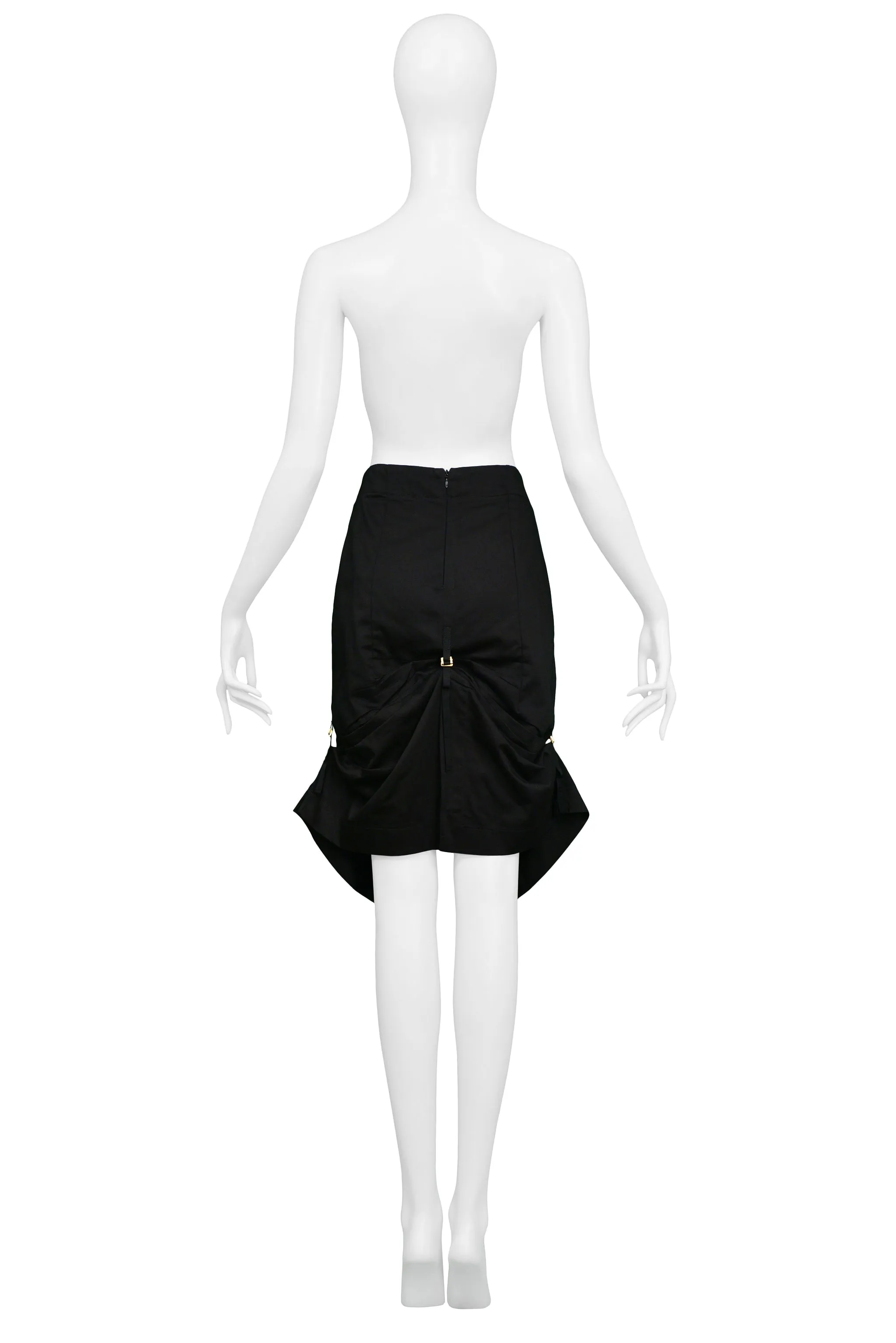 ALEXANDER MCQUEEN BLACK PENCIL SKIRT WITH GOLD HARDWARE