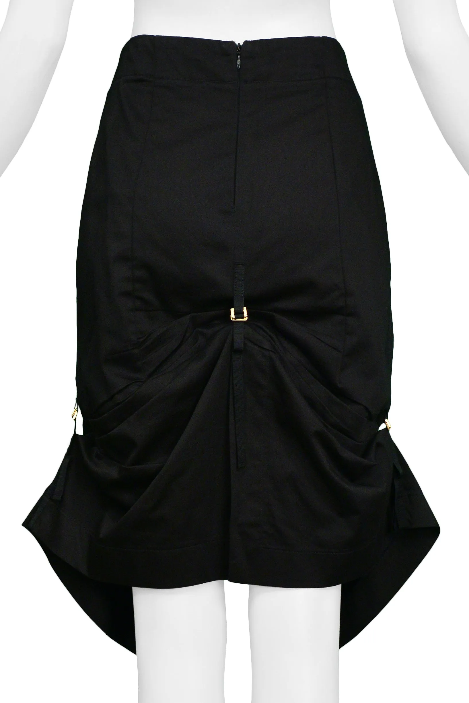 ALEXANDER MCQUEEN BLACK PENCIL SKIRT WITH GOLD HARDWARE