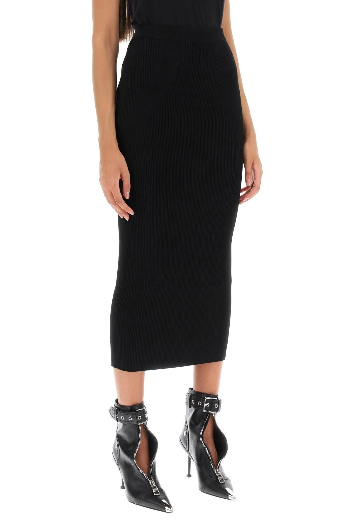 Alexander Mcqueen Ribbed-Knit Pencil Skirt