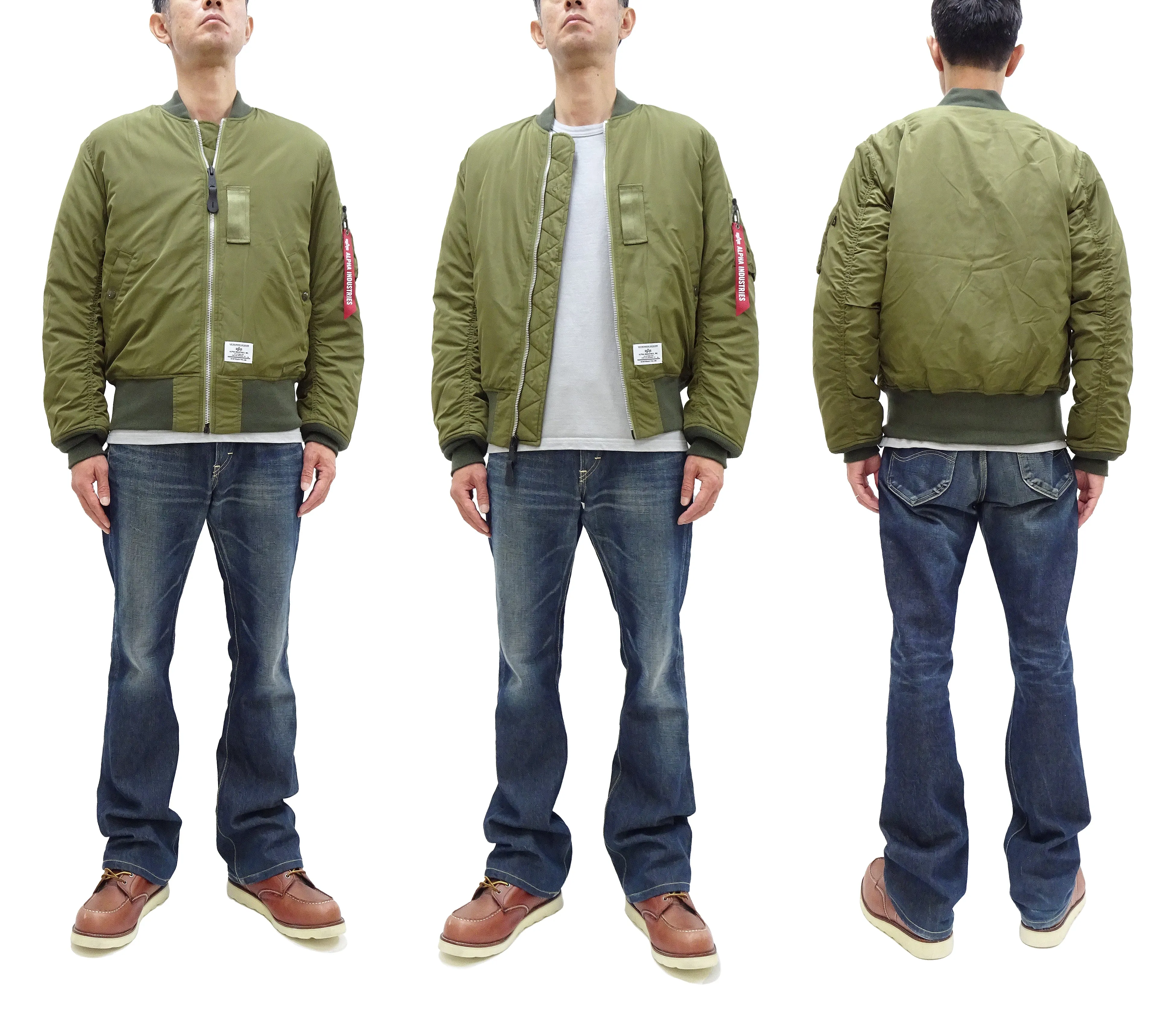 Alpha Industries Lightweight MA-1 Jacket Men's Casual Updated Version of the MA1 Flight Bomber Jacket TA0720 019 Olive-Green