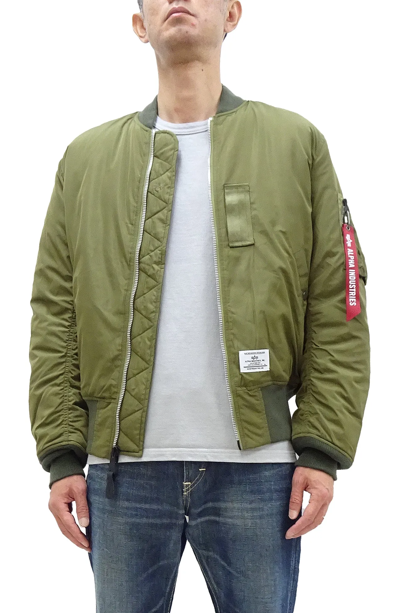 Alpha Industries Lightweight MA-1 Jacket Men's Casual Updated Version of the MA1 Flight Bomber Jacket TA0720 019 Olive-Green