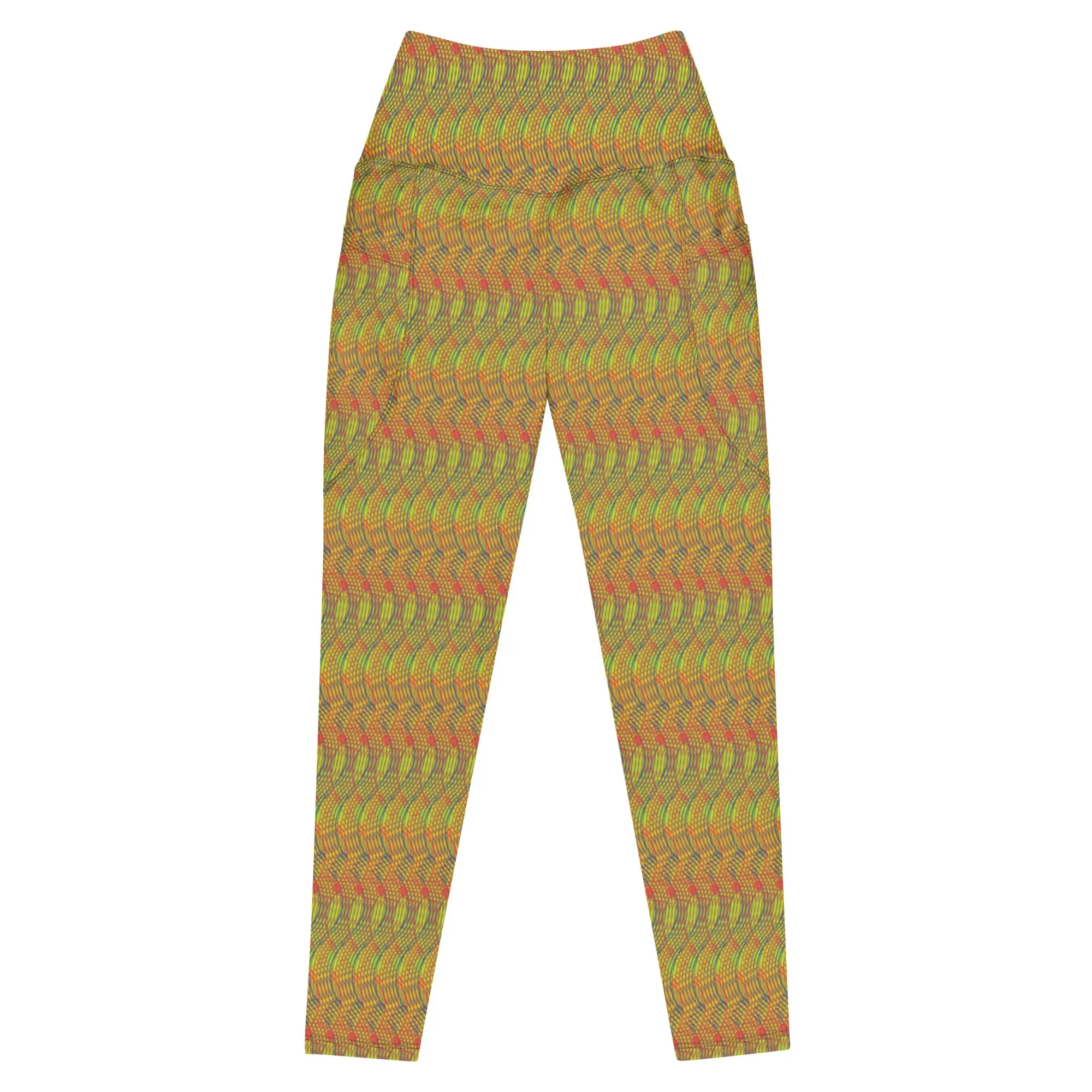 Arc Sereis- Spiral Graphic, orange & green Leggings with pockets