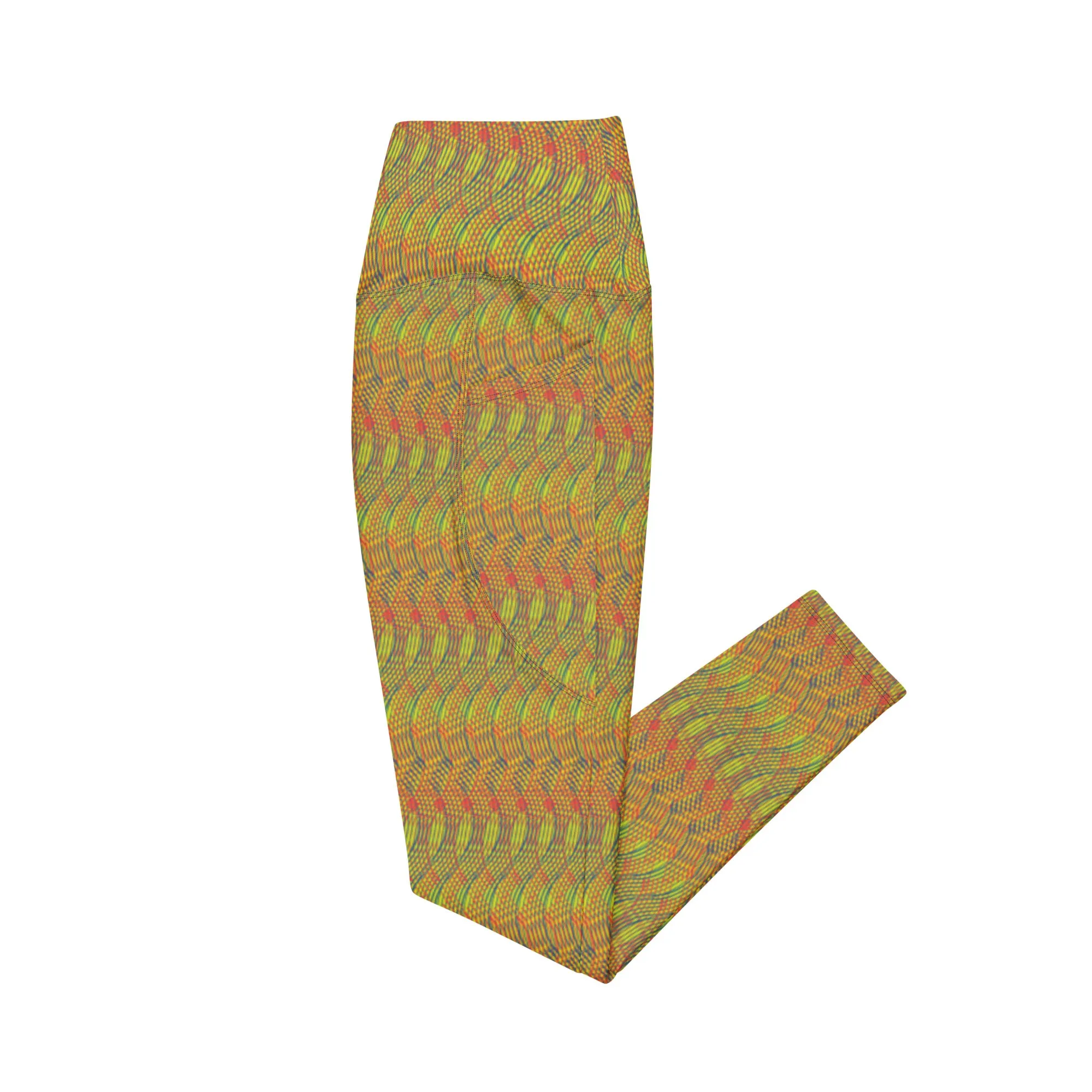 Arc Sereis- Spiral Graphic, orange & green Leggings with pockets