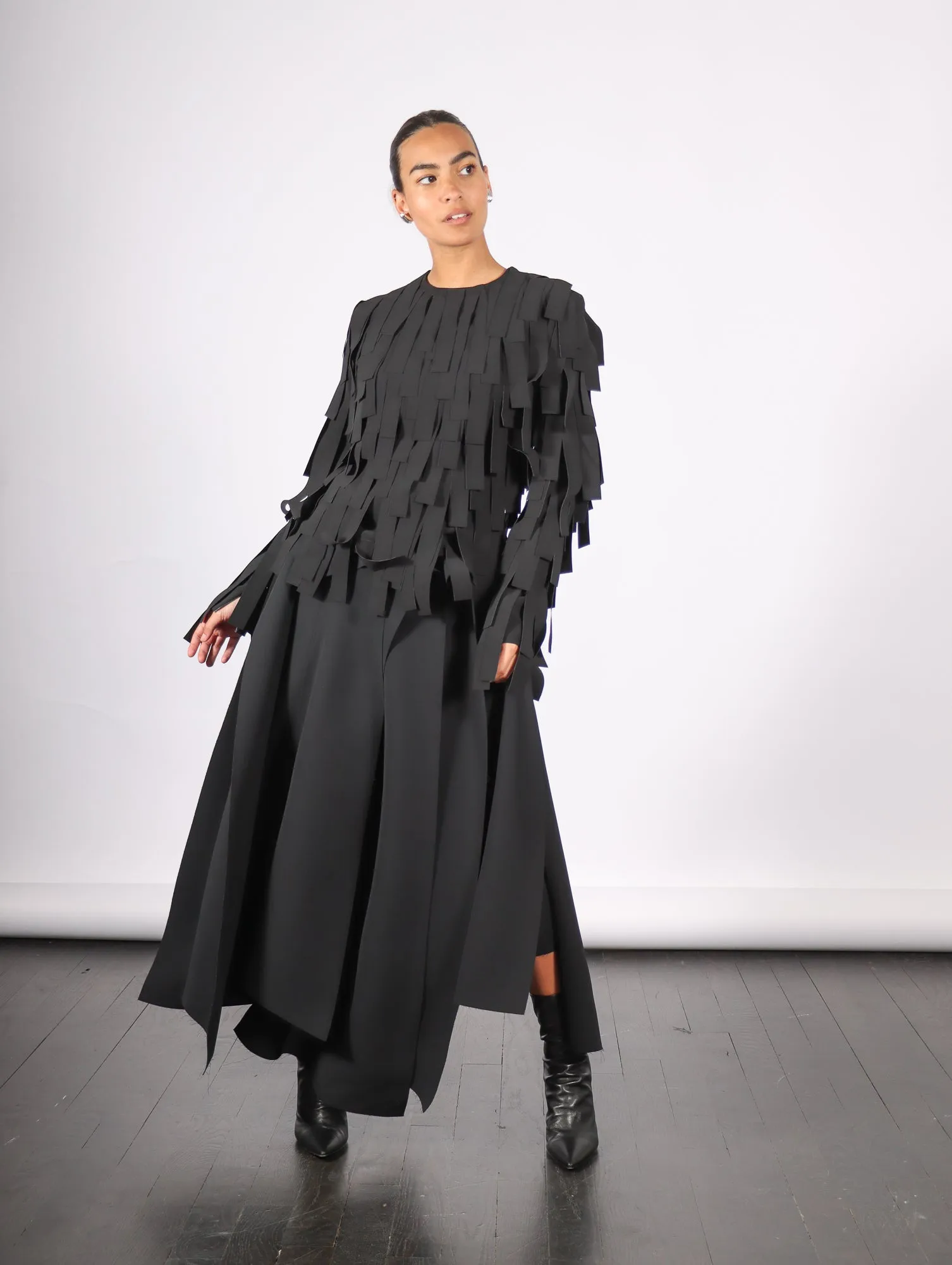 Asymmetric Panels Skirt in Black by A.W.A.K.E. Mode