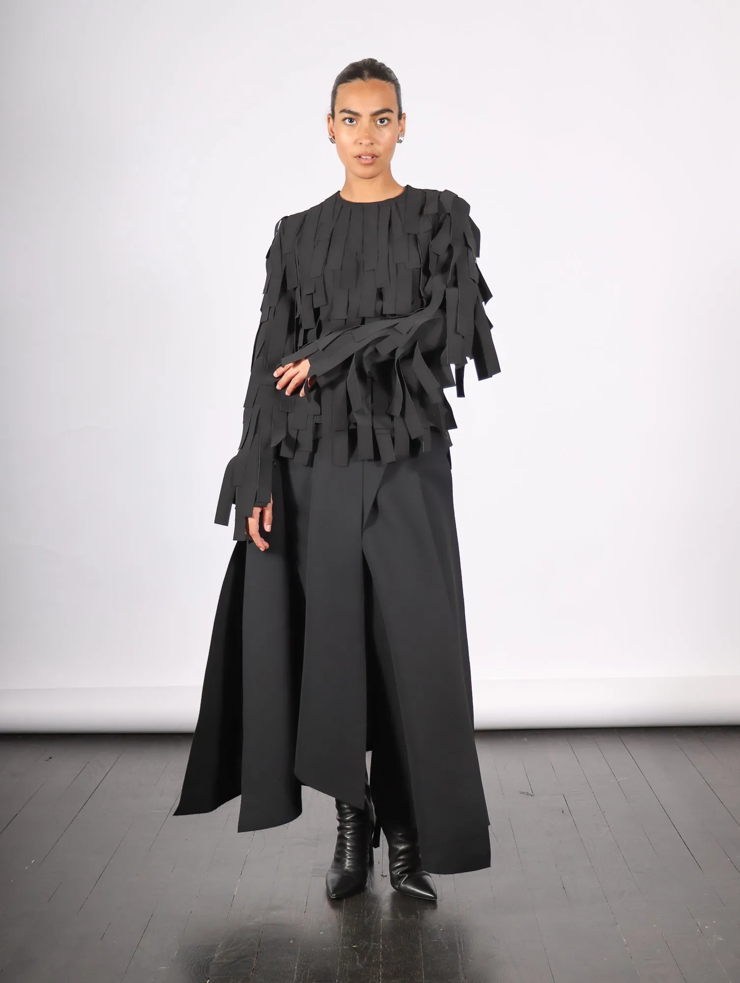 Asymmetric Panels Skirt in Black by A.W.A.K.E. Mode