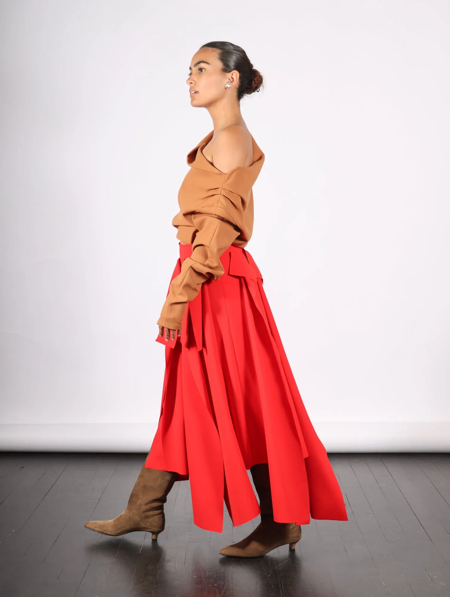 Asymmetric Panels Skirt in Red by A.W.A.K.E. Mode