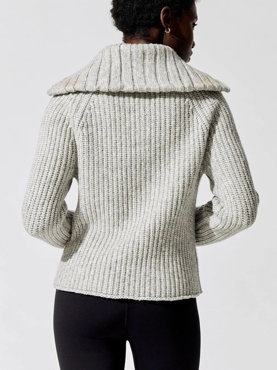 Audrey Zip-Up Sweater - Heather Grey