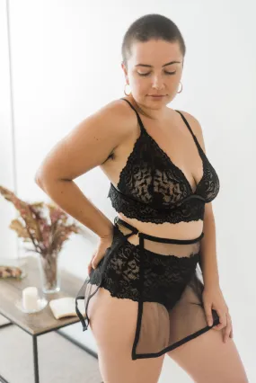 Ava Lingerie Set with Black Sheer Skirt