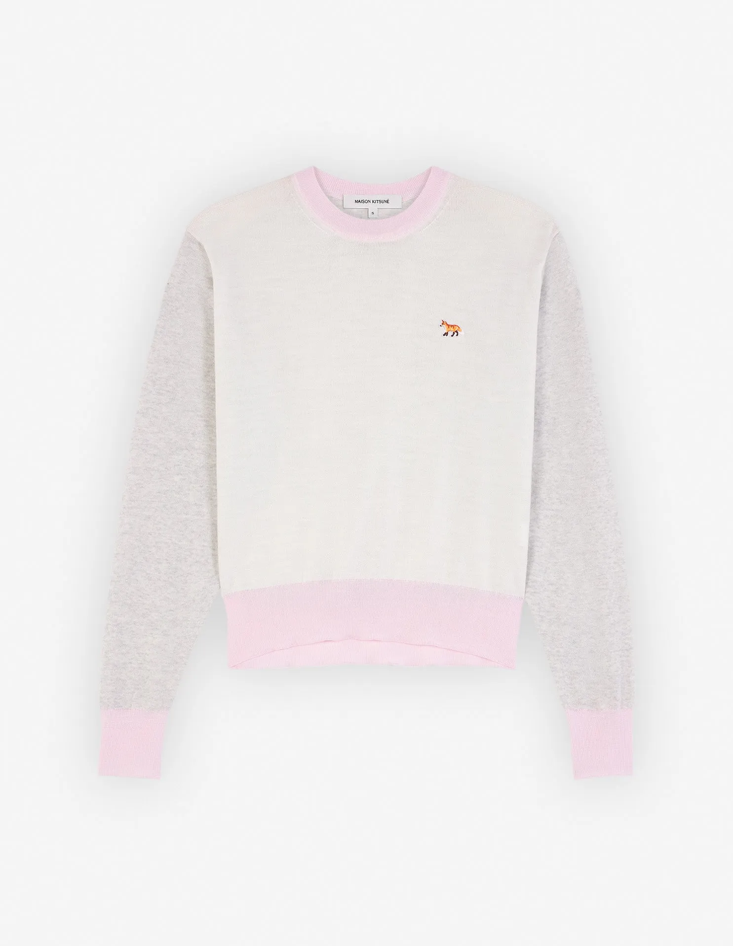 Baby Fox Patch Color Block Jumper Ecru