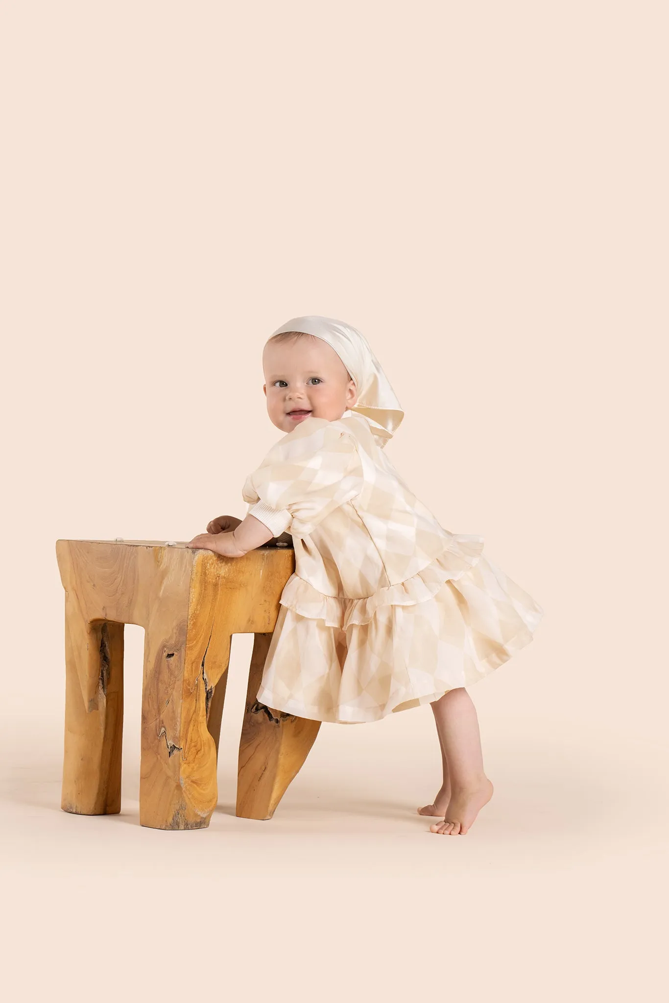 Baby Terry and Organza Dress l Beige