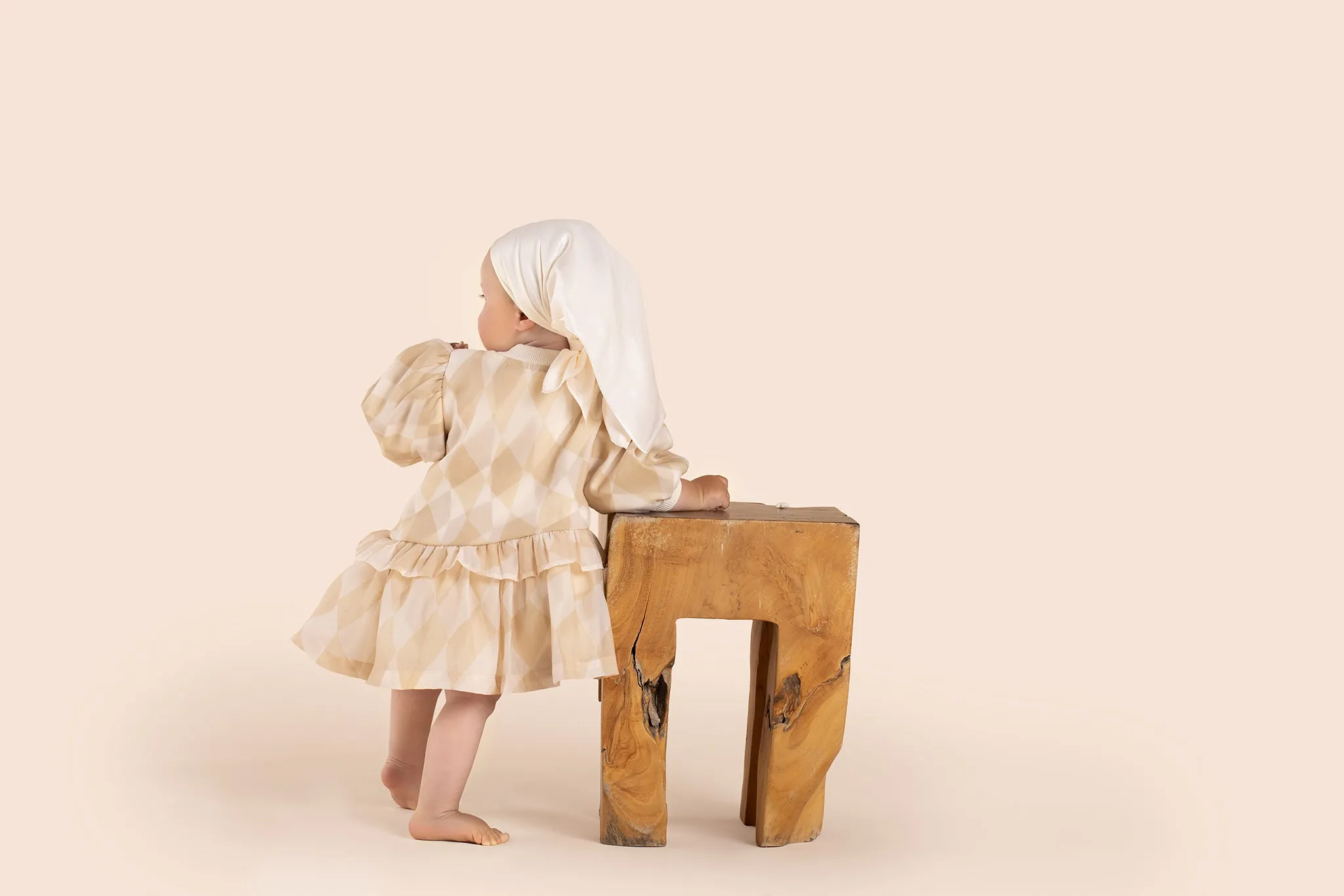 Baby Terry and Organza Dress l Beige