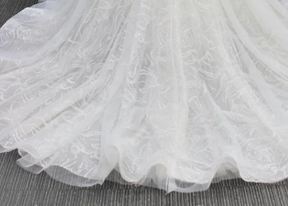 Beaded Lace A Line Wedding Bridal Gown