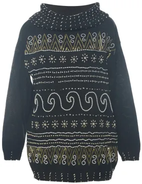 Beaded Turtleneck Jumper - M