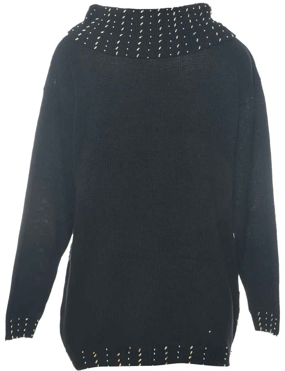 Beaded Turtleneck Jumper - M