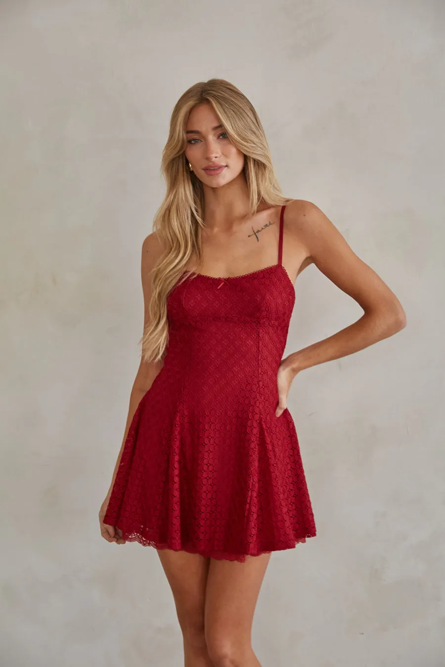 Betty Lace Fit and Flare Mini Dress