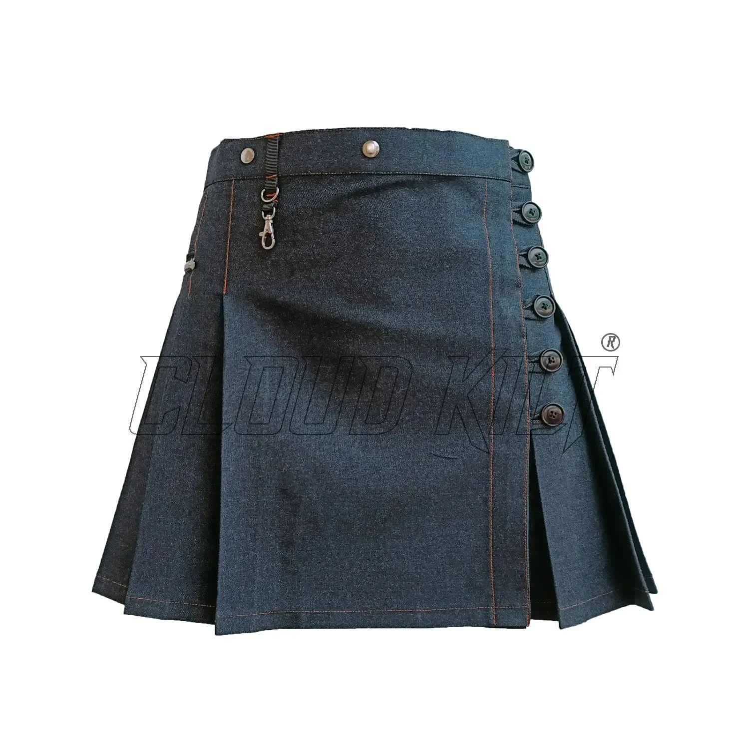 Black Denim Women Utility Kilt