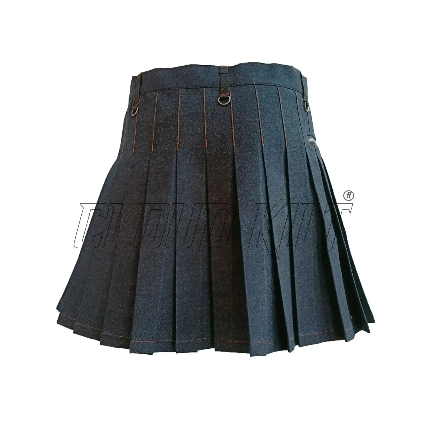 Black Denim Women Utility Kilt