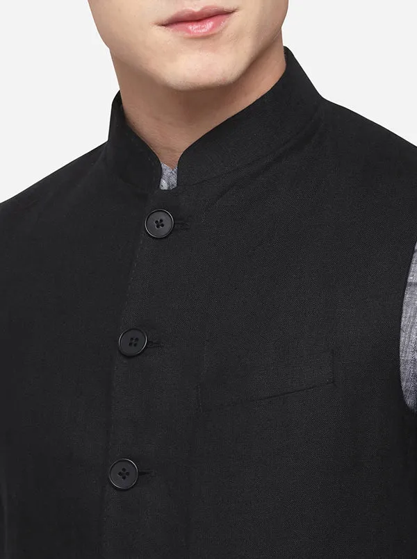 Black Regular Fit Solid Modi Jacket | JadeBlue