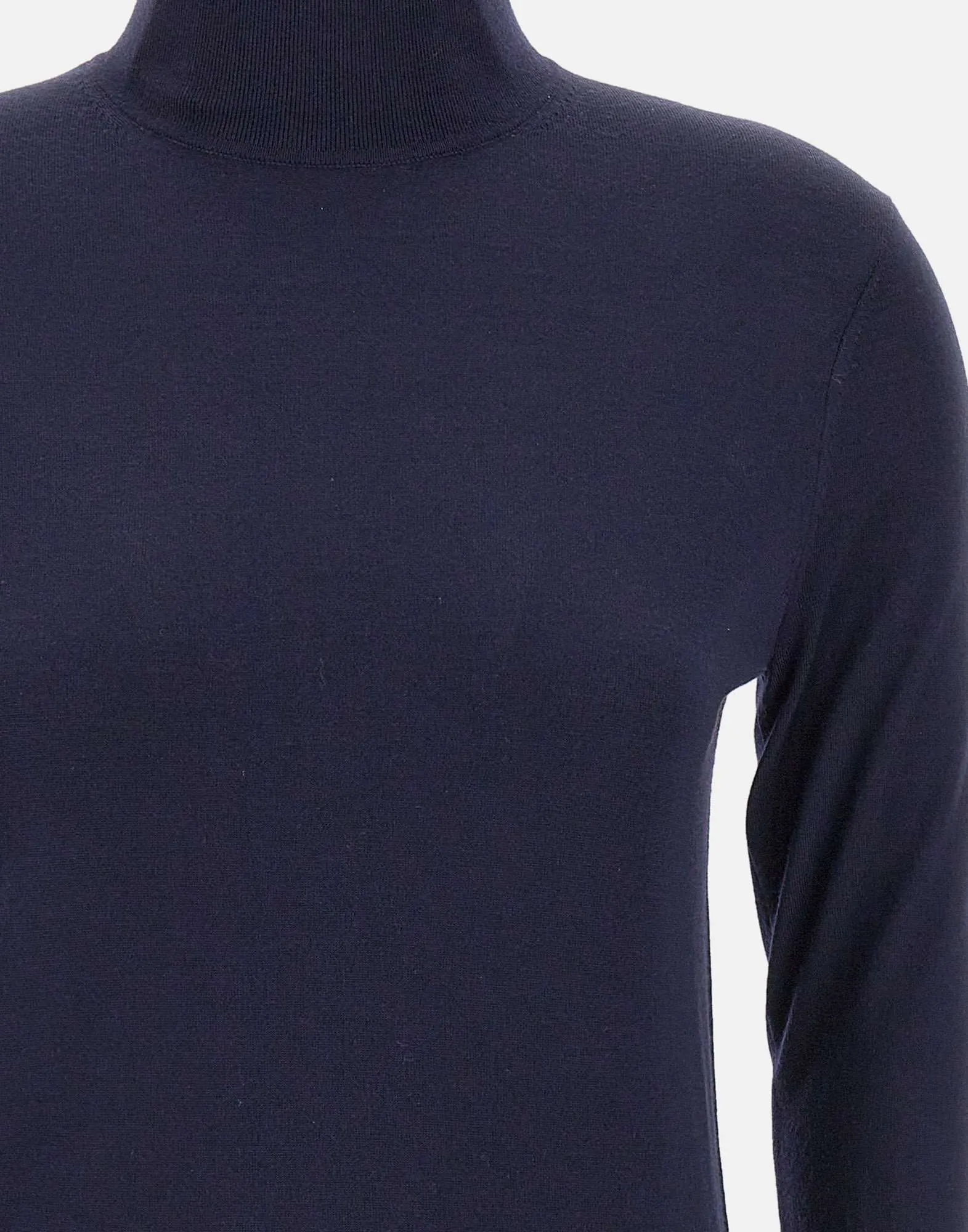 Blue Merino Wool Turtleneck Sweater