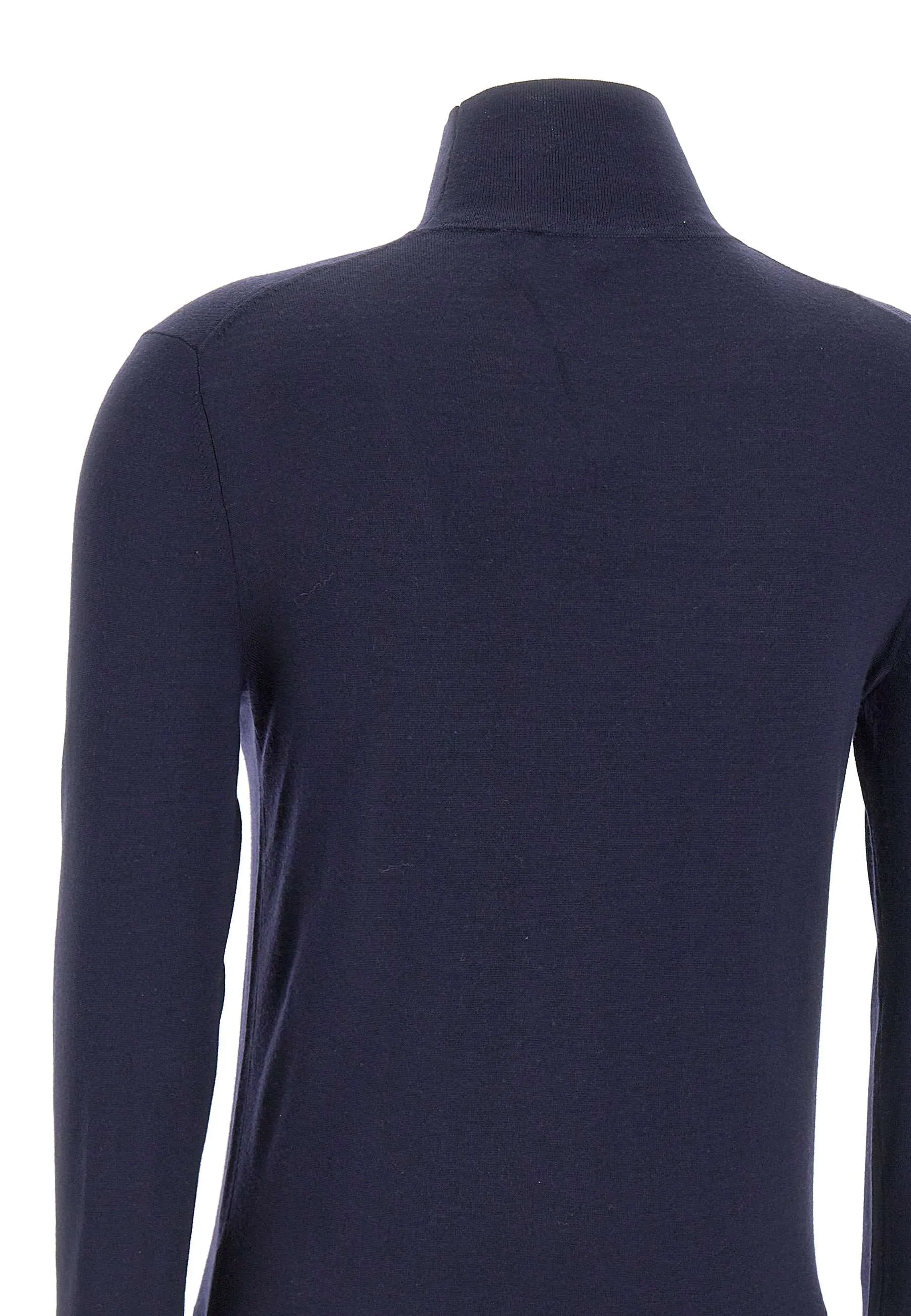 Blue Merino Wool Turtleneck Sweater