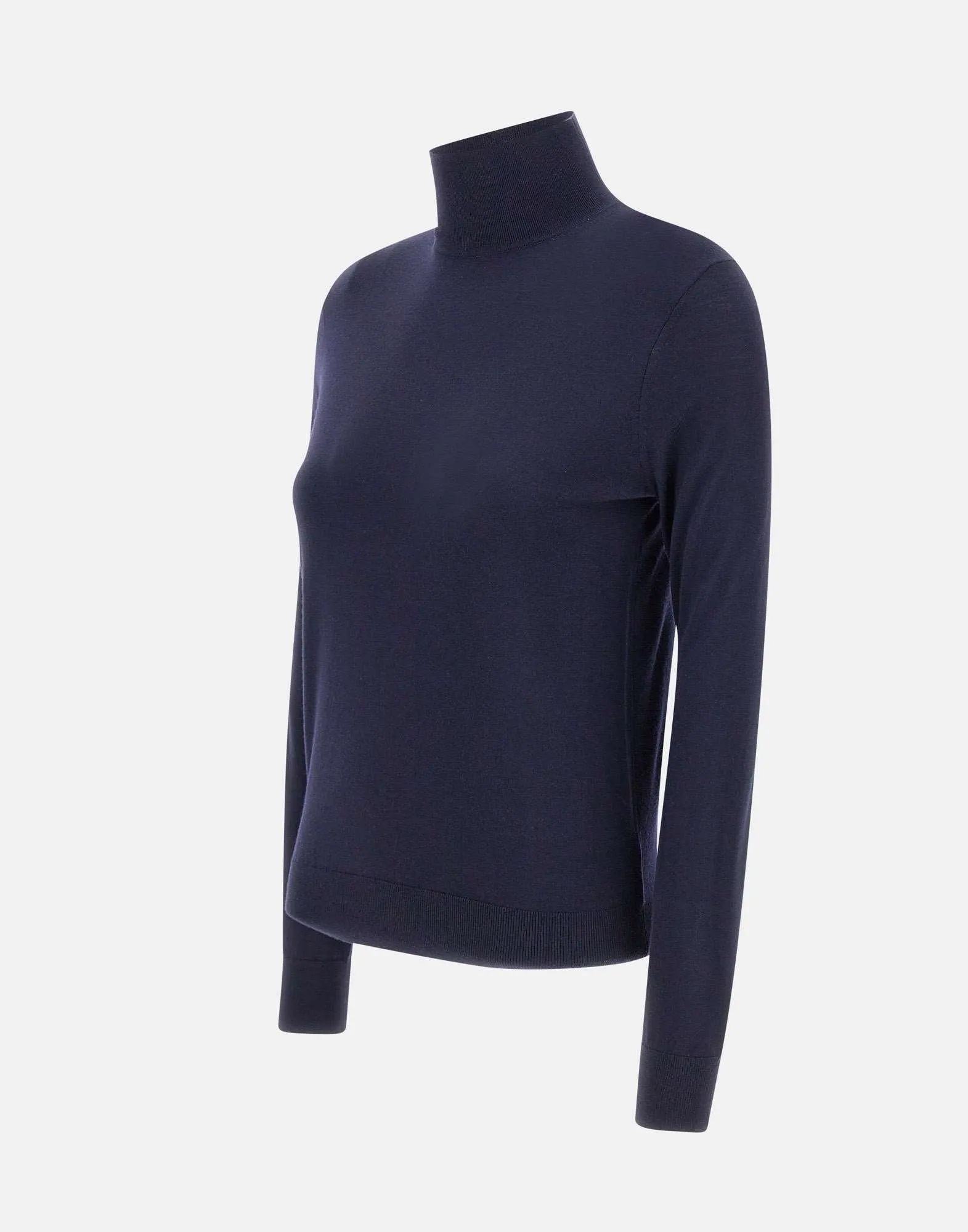 Blue Merino Wool Turtleneck Sweater