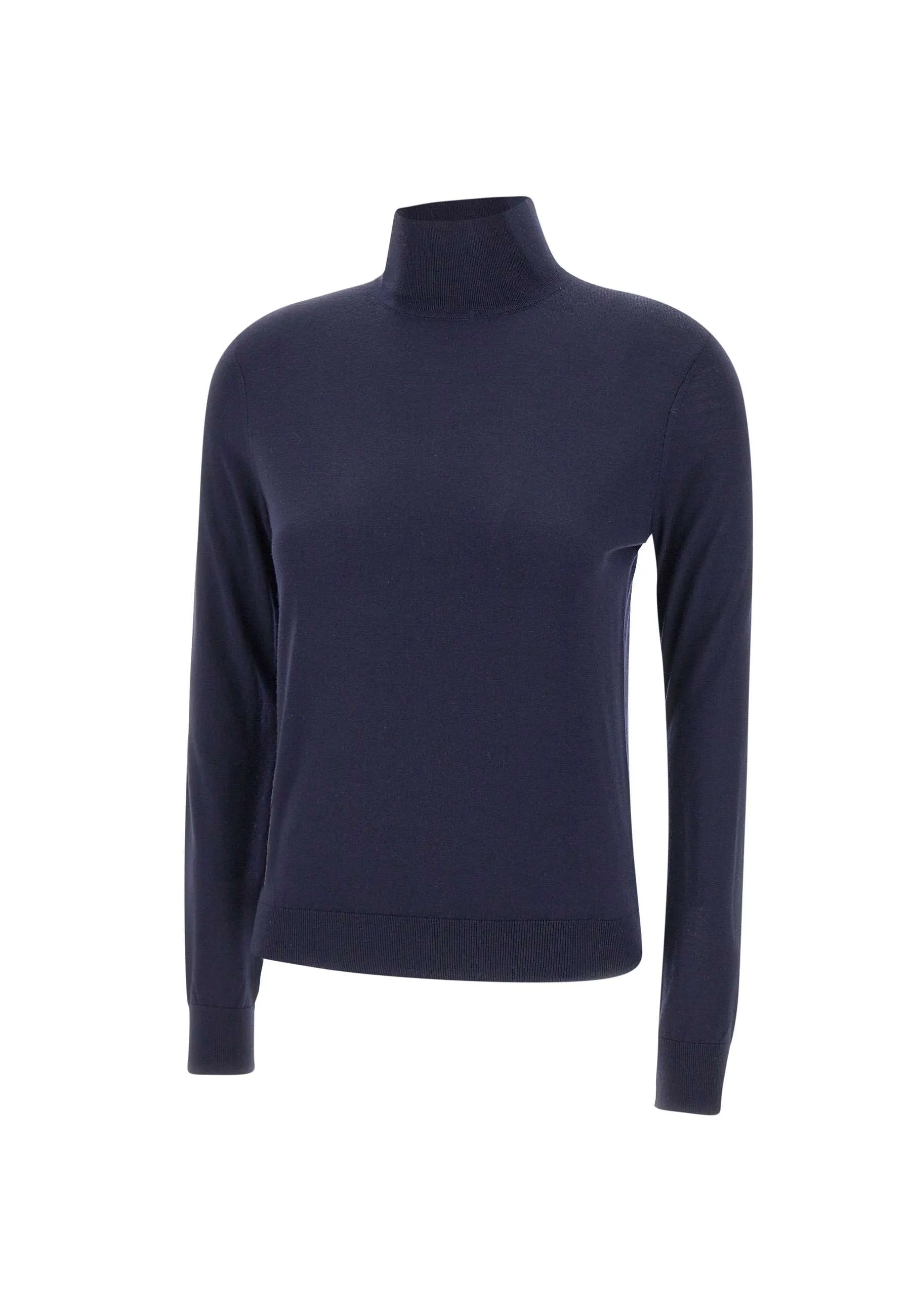 Blue Merino Wool Turtleneck Sweater