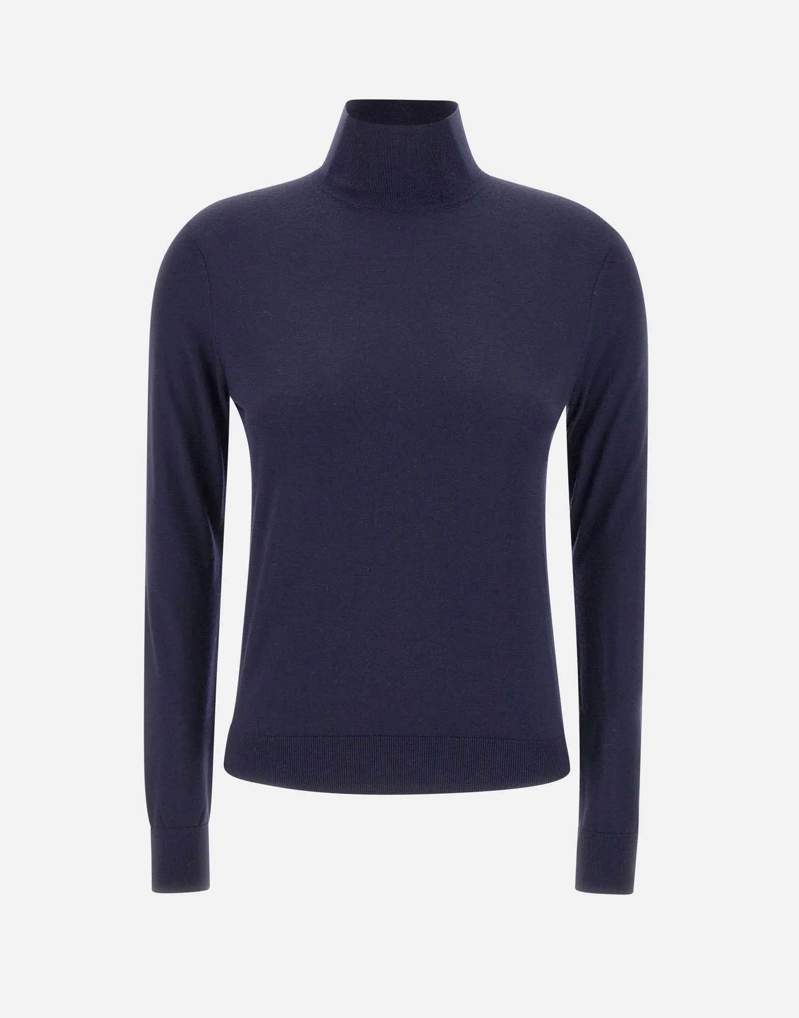 Blue Merino Wool Turtleneck Sweater