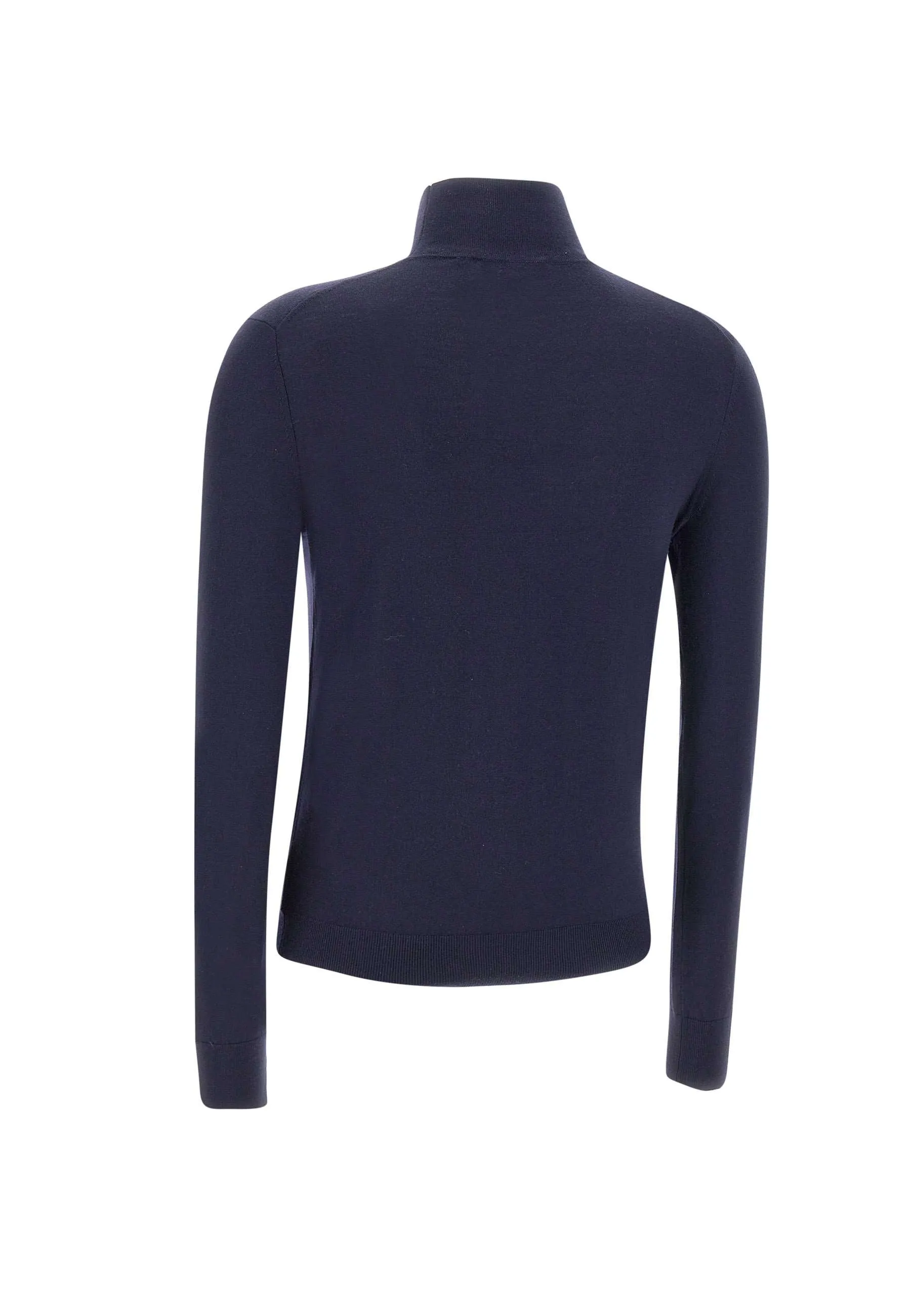 Blue Merino Wool Turtleneck Sweater