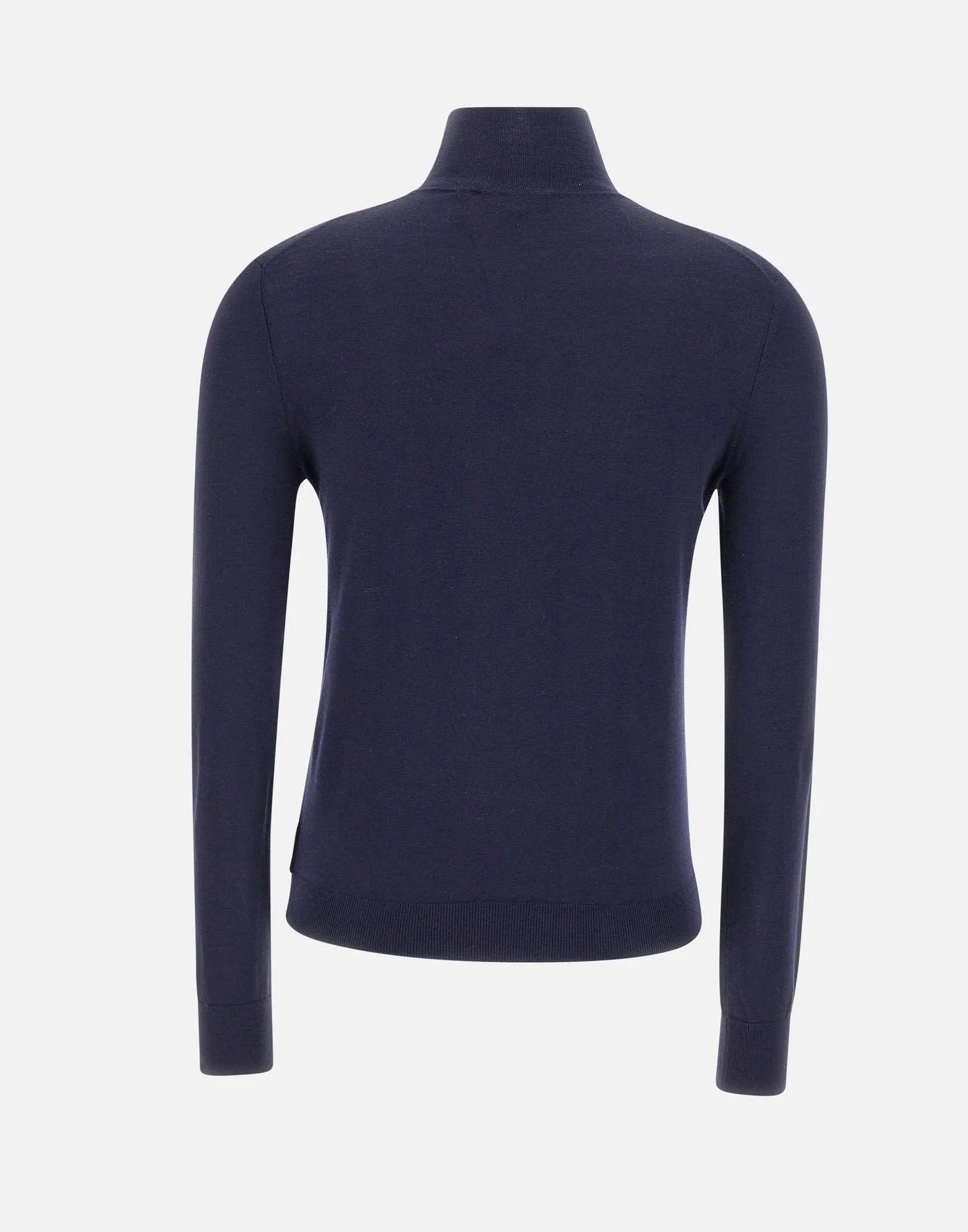 Blue Merino Wool Turtleneck Sweater