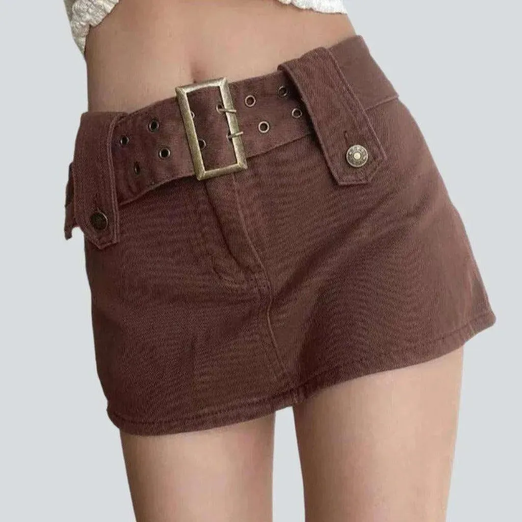 Brown ladies mini jean skirt