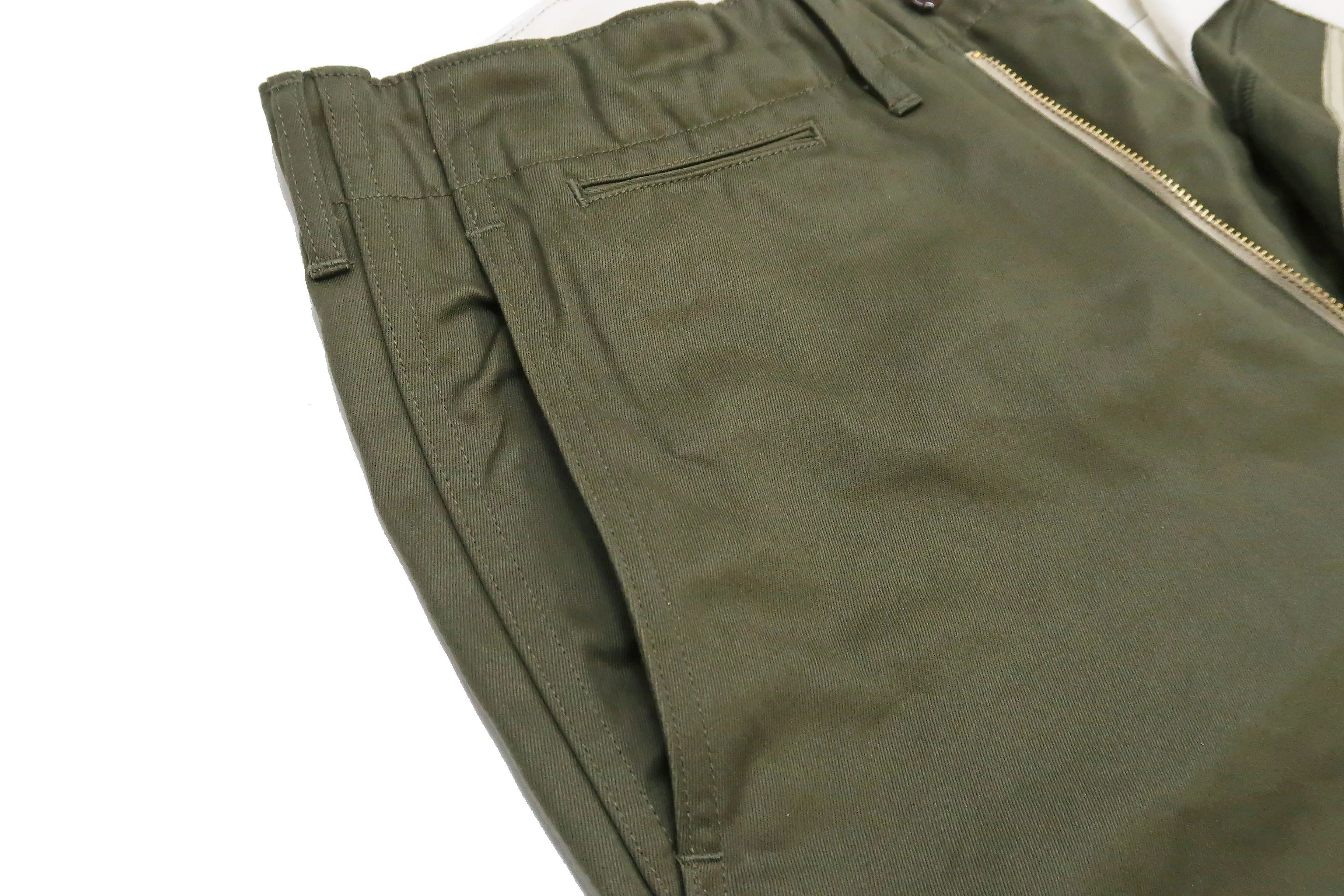 Buzz Rickson Trousers Men's Zip Fly Slimmer Fit US Army Chino Pants BR40025A 03 Olive