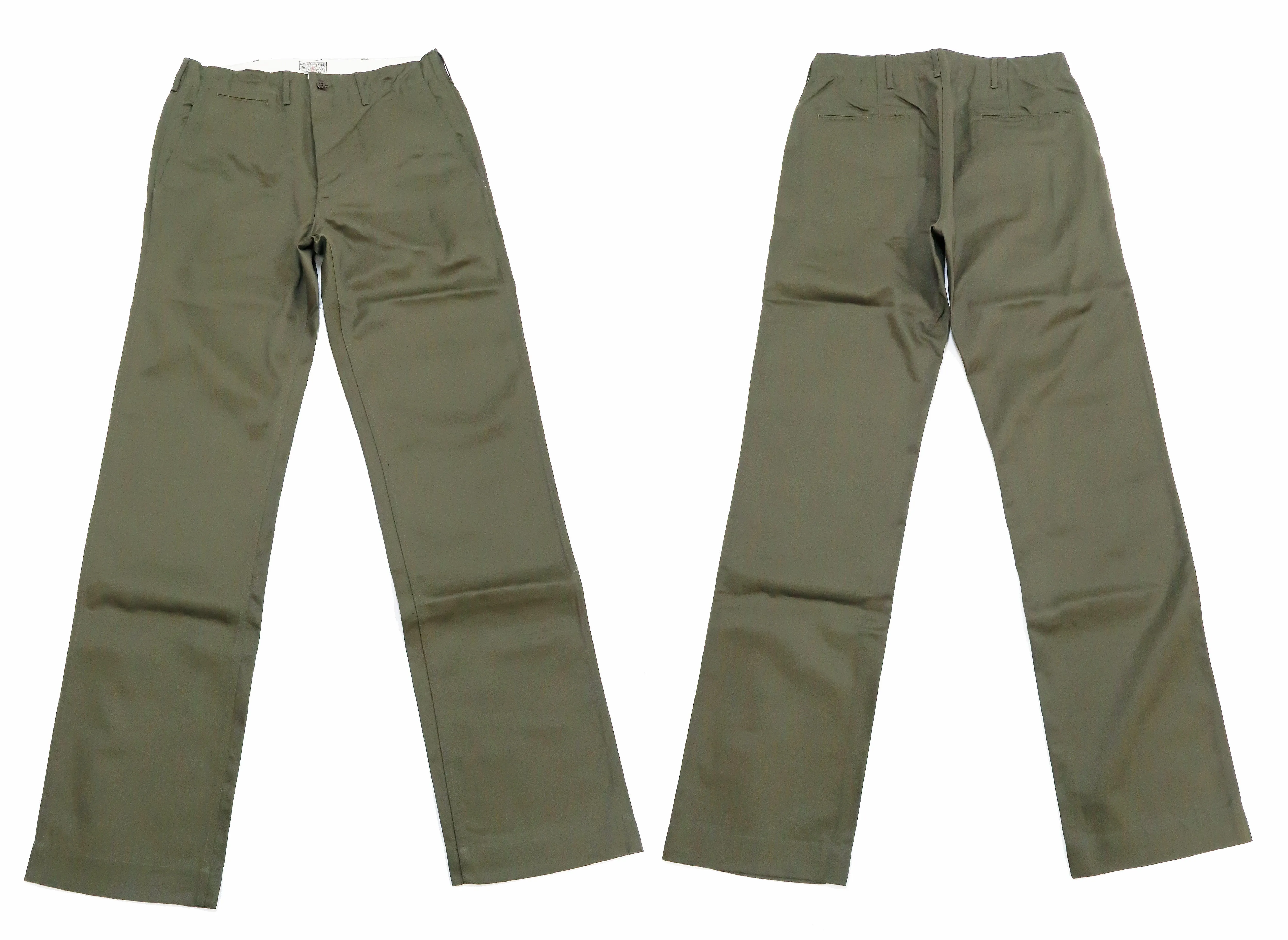 Buzz Rickson Trousers Men's Zip Fly Slimmer Fit US Army Chino Pants BR40025A 03 Olive