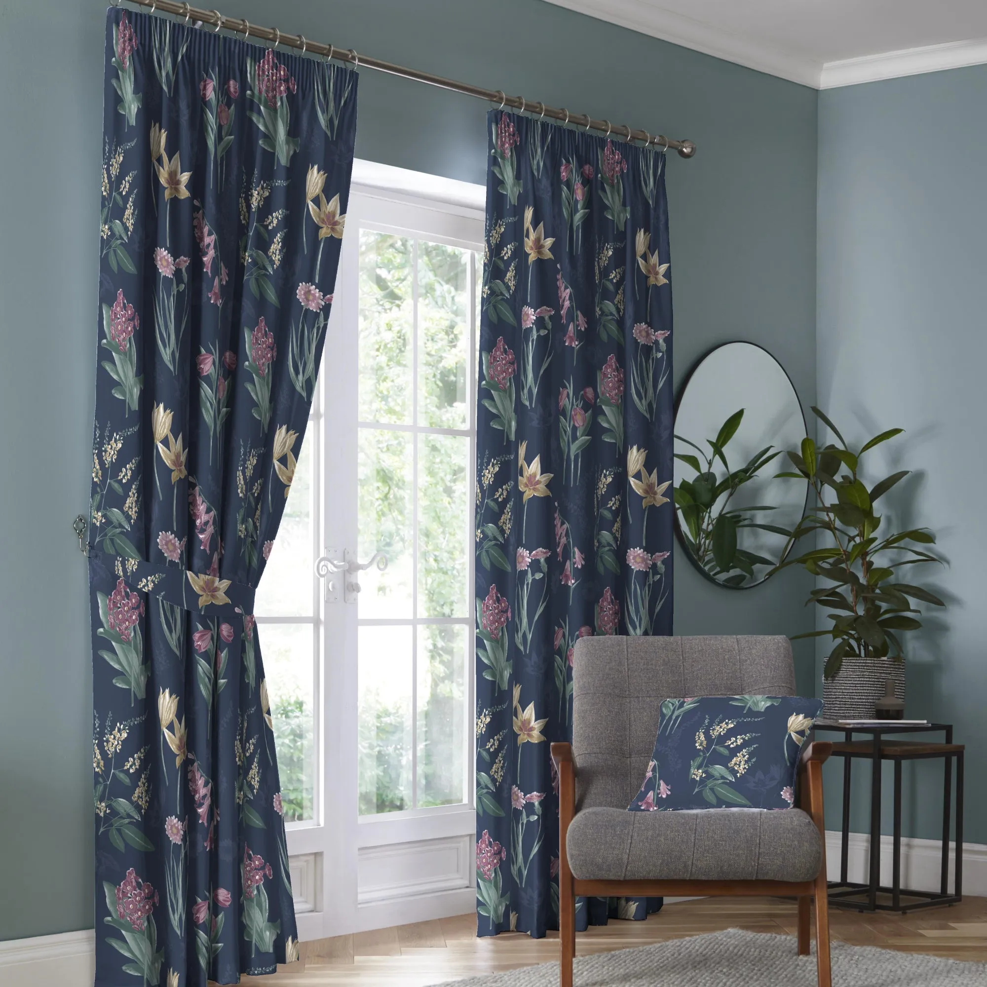 Caberne Filled Cushion by Dreams & Drapes Curtains in Navy 43 x 43cm