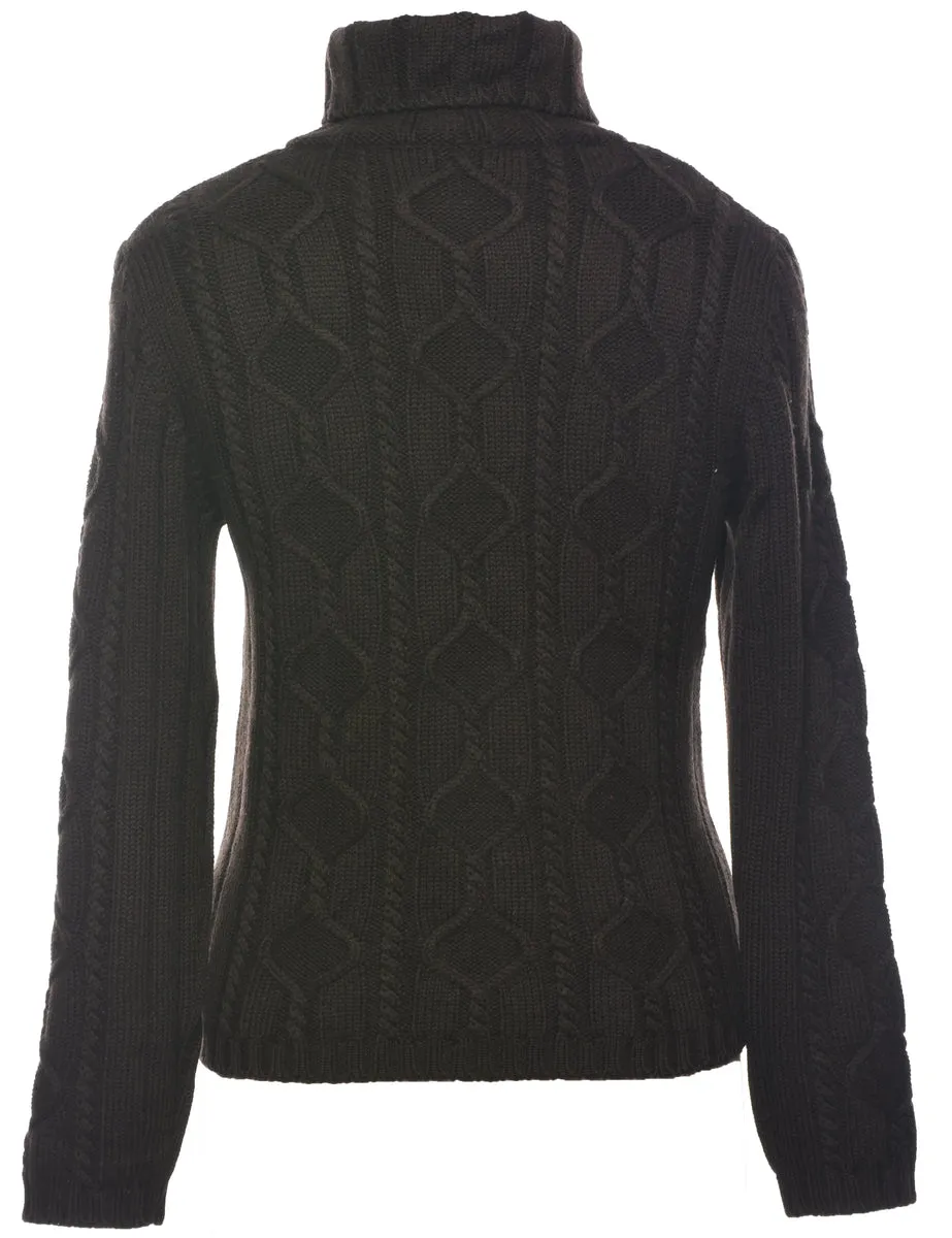 Cable Knit Turtleneck Jumper - M