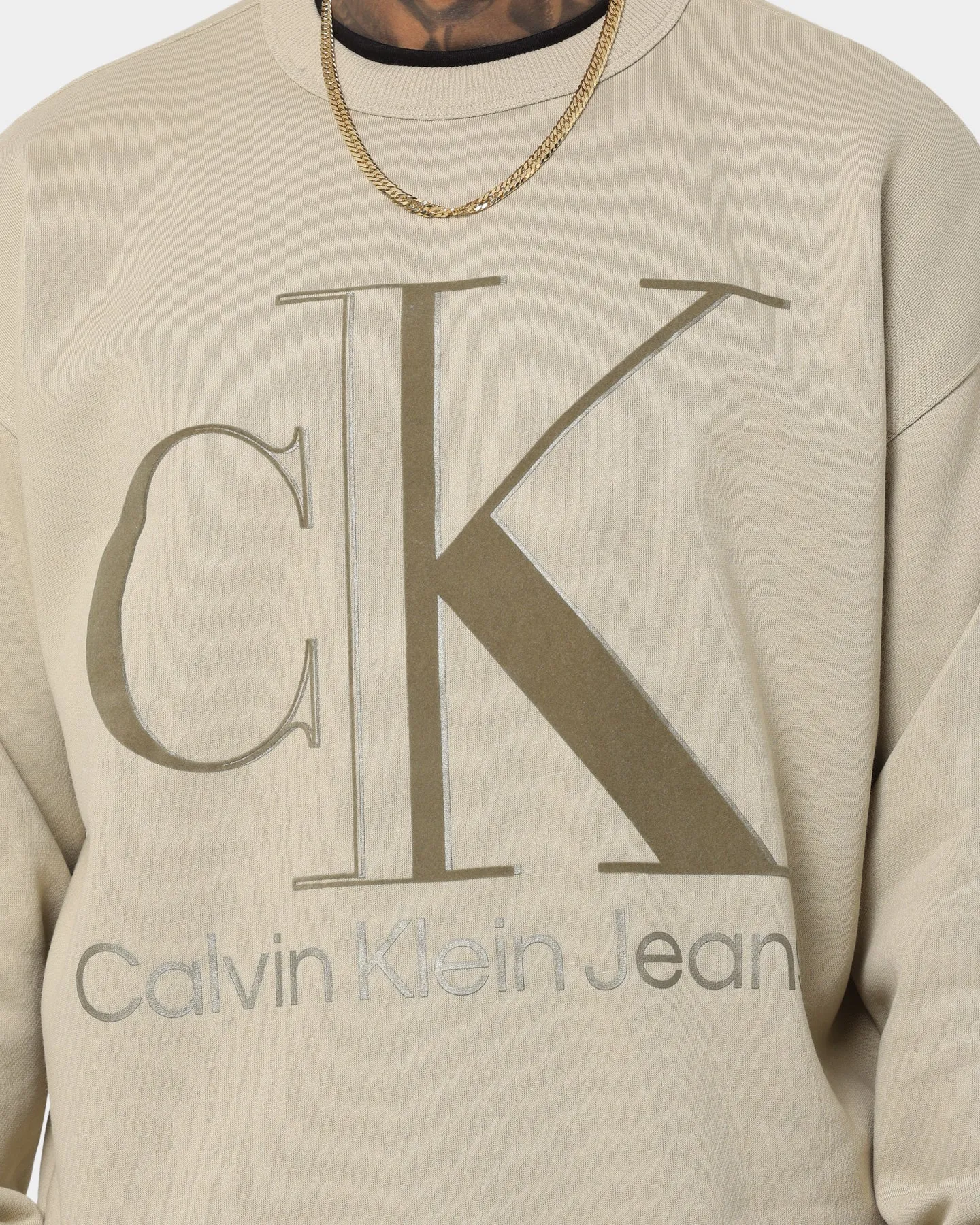 Calvin Klein High Shine CK Institution Crewneck Wheat Fields